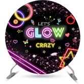 Lofaris Black Colorful Neon Lets Glow Crazy Round Backdrop